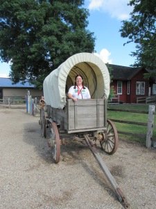 Sarah in Covered Wagon at Walnut Grove MN 2022